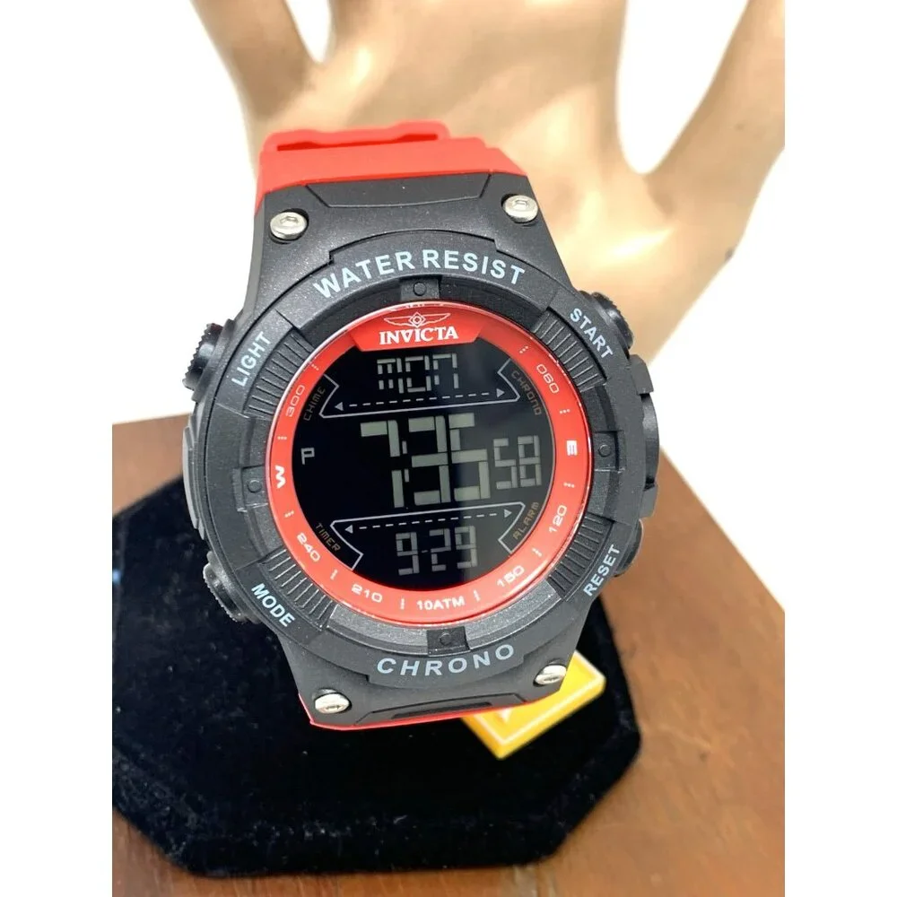 Invicta Men's Watch 47528 Racing Quartz Digital Black Red Resin Strap 52mm